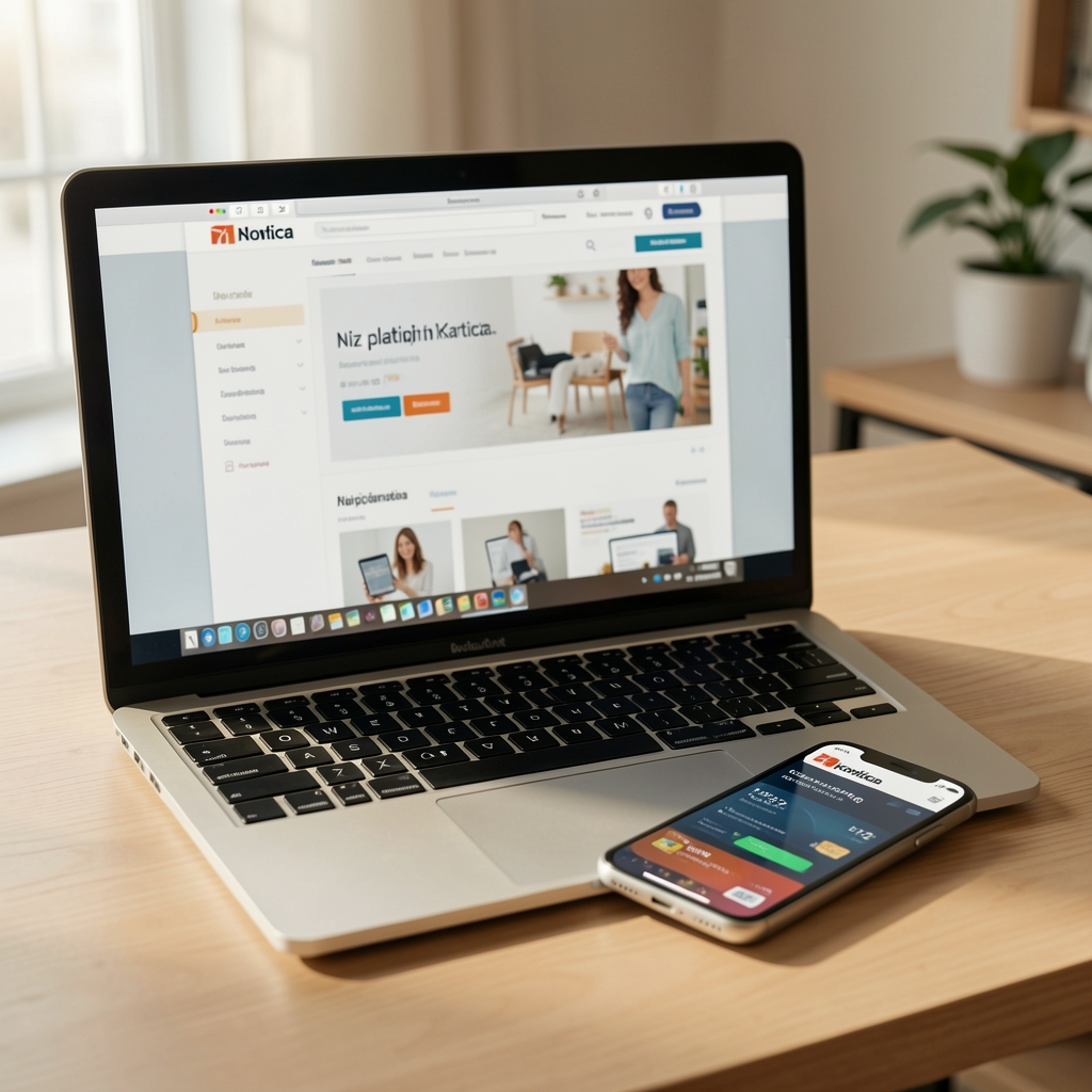 Niz platnih kartica i mobilni novčanik pored laptop računara, online plaćanje na e-commerce sajtu